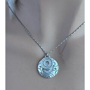 Brighton silver plated and crystal double disk pendant necklace Crystals